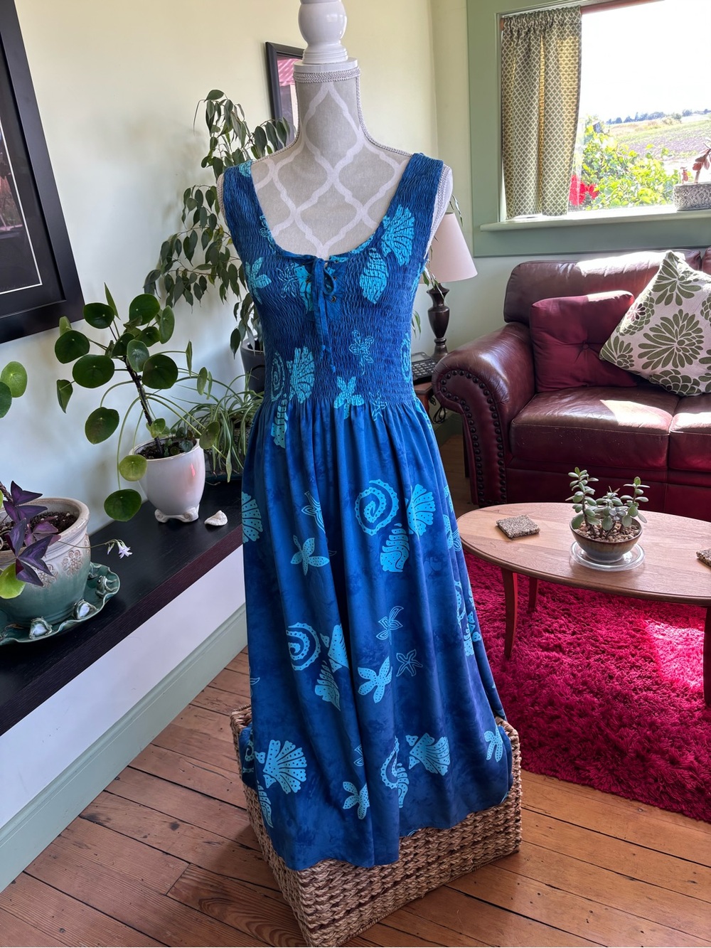 Smocked, sexy Maxi Dress -size small